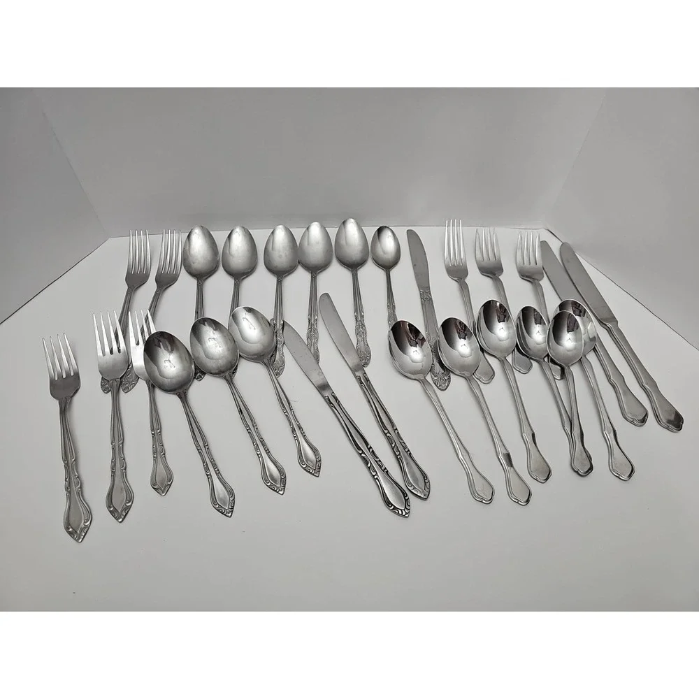 28pc Stainless Steel‎ Silverware Flatware Lot Assorted Pieces Mixed Patterns